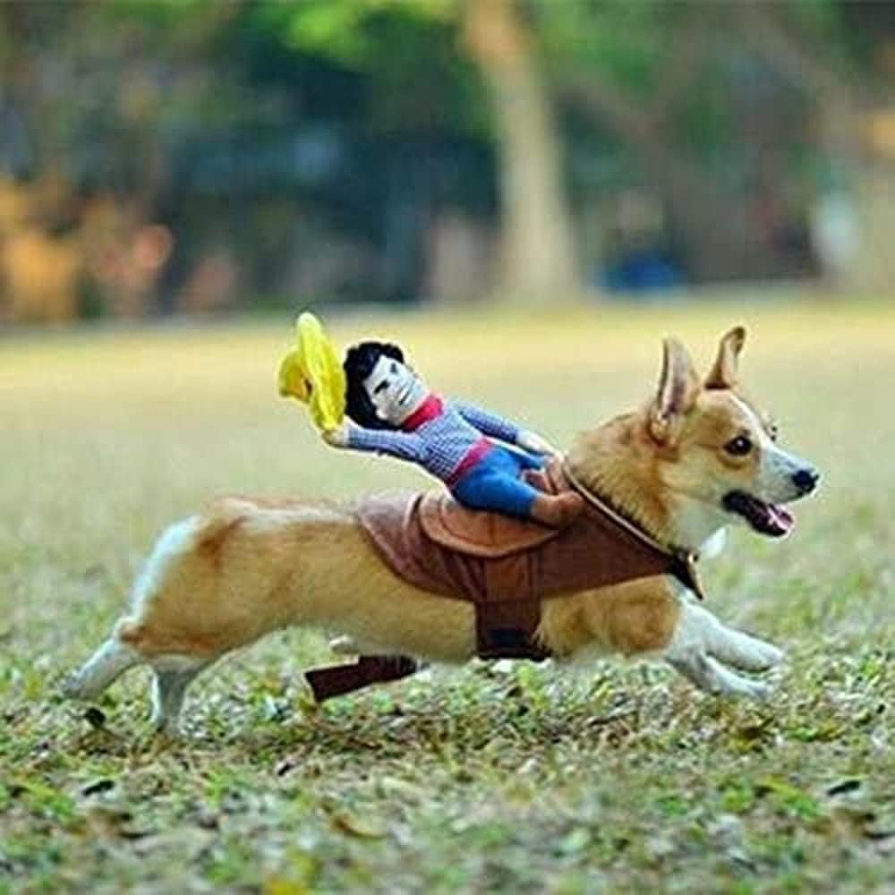 Halloween Cowboy Dog Cat Costume Clothes Novelty Funny Pets Party Cosplay Apparel Dog Riders Clothing