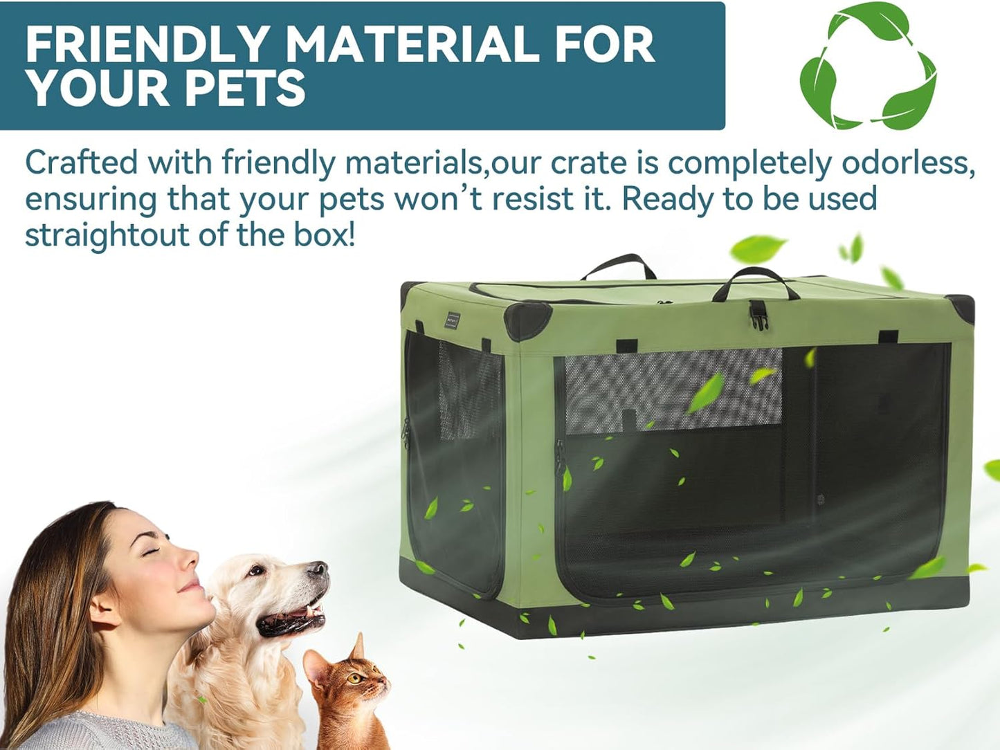 Portable Soft Collapsible Dog Crate for Indoor and Outdoor Soft-Sided Crate