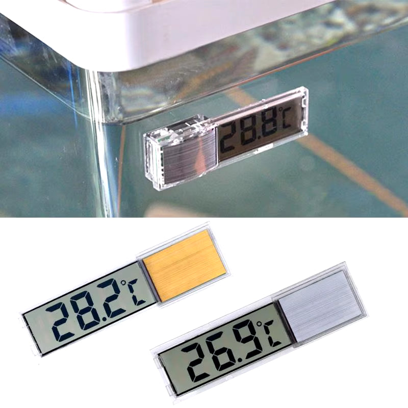 Digital Electronic Aquarium Thermometer, Plastic, Metal, 3D, Fish Tank Temp Meter, Gold, Silver, New Arrival