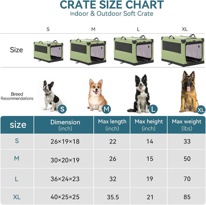 Portable Soft Collapsible Dog Crate for Indoor and Outdoor Soft-Sided Crate