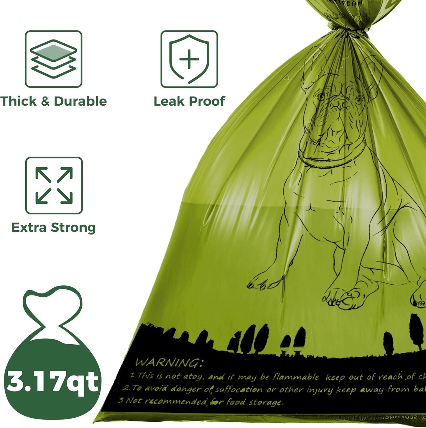 Biodegradable Dog Poop Bags 360 Count Scented, Leak Proof and Extra Thick Waste Bag Refill