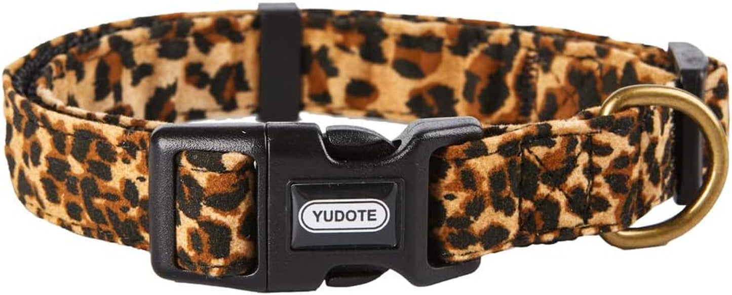 Flocking Fabric Dog Collar,Animal Print Leopard Pattern Pet Collar for Puppy or Medium Dog/Medium/Leopard