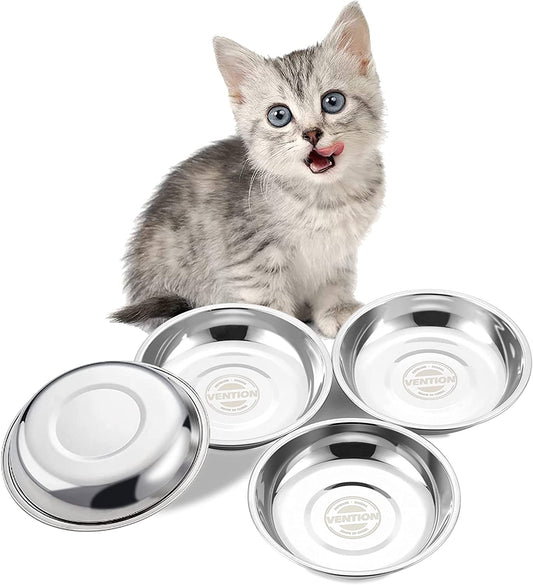 Stainless Steel Cat Bowls, Whisker Fatigue Cat Bowl, Metal Cat Dishes, Shallow Cat Food Dish