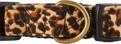 Flocking Fabric Dog Collar,Animal Print Leopard Pattern Pet Collar for Puppy or Medium Dog/Medium/Leopard