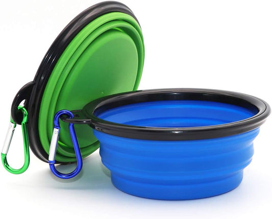 Collapsible Dog Bowl, Foldable Expandable Cup Dish for Pet Cat Food Water Feeding Portable Travel Bowl Free Carabiner